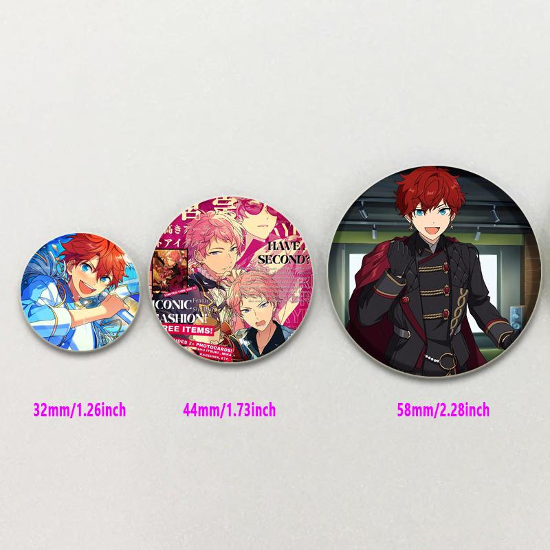 32/44/58mm Ensemble Stars Handgemachte Anstecknadel Rund Cartoon Lustig Einrastbare Broschen für Rucksack-Zubehör Anime Sammlerstück Abzeichen Hutdekoration