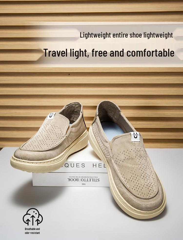 Men's Summer Breathable Slip-On Canvas Shoes - Casual, Fashionable, and Comfortable