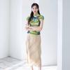 Plara Diagonal Fringe Pleated Skirt