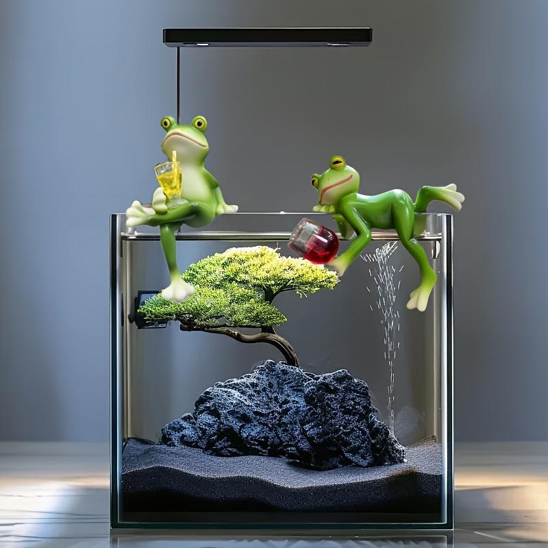 Frog Basin Hanging Flower Pot Edge Hanging Decorative Glass Fish Tank Pendant Outdoor Courtyard Simulation Animal Resin Ornament