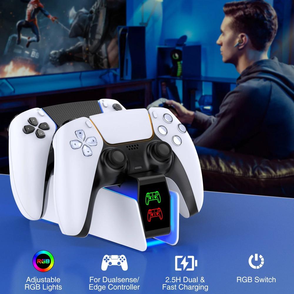 For PS5 Controller Charger DualSense Charging Station Dual Charging Dock Charger Stand for PlayStation5 Wireless Game Controller