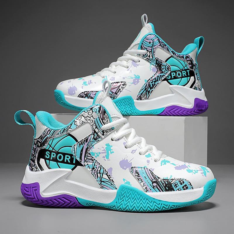 "2024 Autumn/Winter Leather Basketball Shoes for Kids - Boys' Training Sneakers"