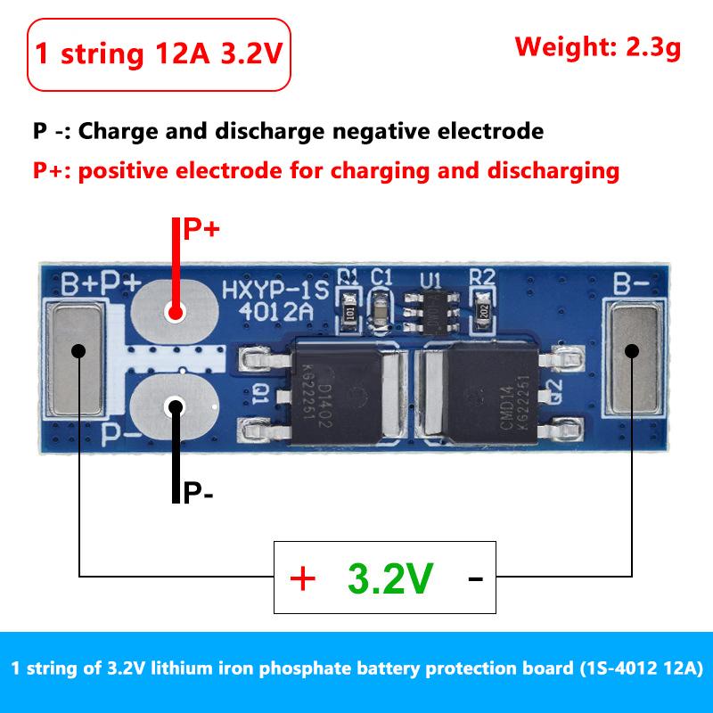 

Плата захисту літієвої батареї BMS 1S 12A 16A 24A 3.7V LiFePO4 18650 4.2V Напруга заряджання/Захист від короткого замикання/Захист від перерозряду B1