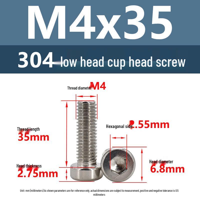 304 Edelstahl Flachkopf Innensechskant Maschinenschrauben M3-M10
