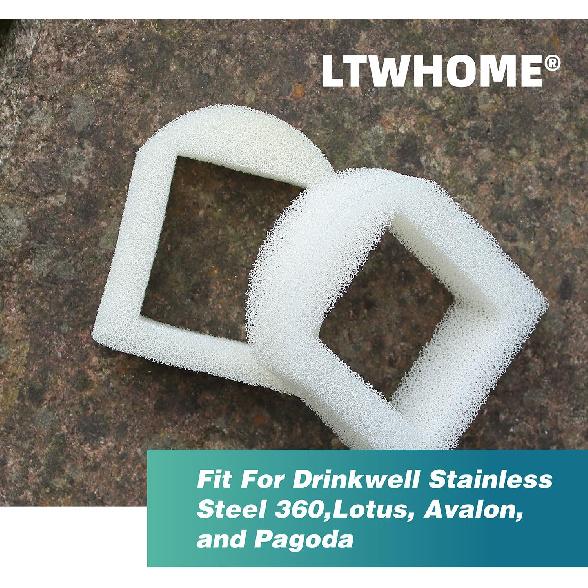 LTWHOME Сменные поролоновые фильтры подходят для фонтанов Drinkwell из нержавеющей стали 360, Lotus, Avalon и Pagoda (Пакет из 12)