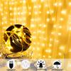 HOME LIGHTING Window Curtain String Lights, 300 LED 8 Lighting Modes Fairy Copper Light with Remote, USB Powered for Christmas Party Wedding Home