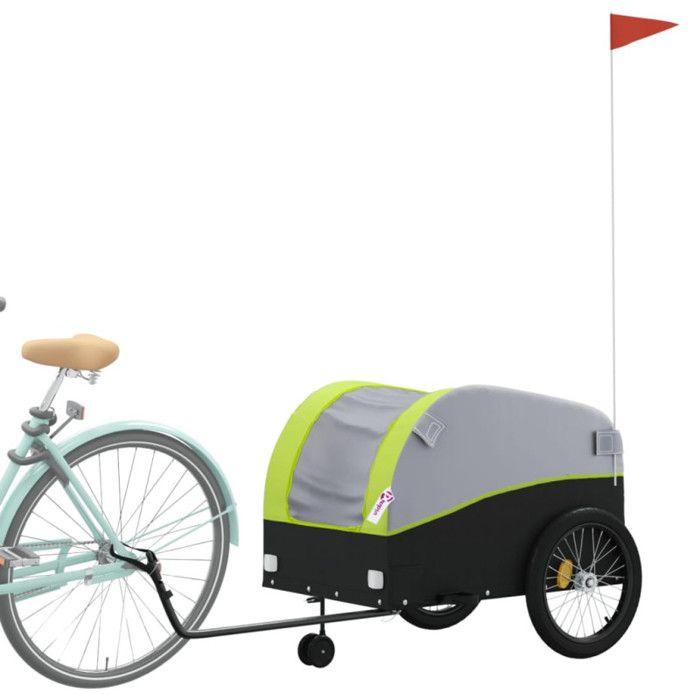 VidaXL Bicycle Trailer Black and Green 45 Kg Iron 94158