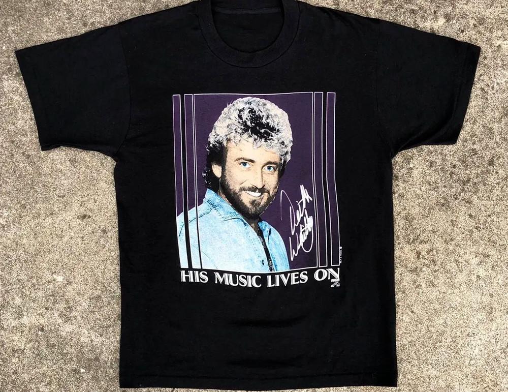 VTG His Music Live On Keith Whitley Short Sleeve Black All Size Shirt 1C218 Unisex T-Shirt L