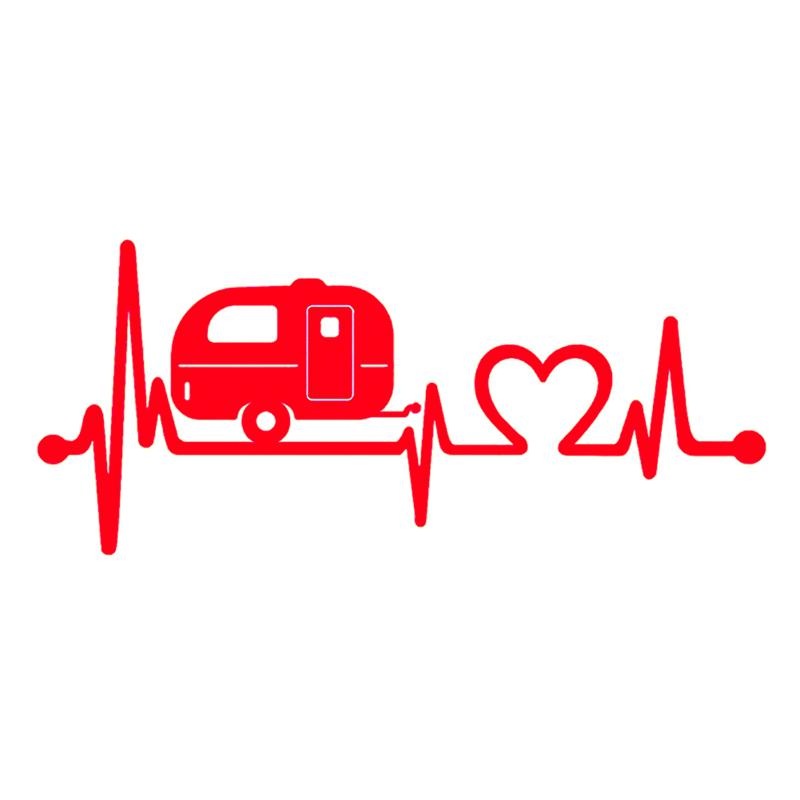 

Caravan Love Heartbeat Car Sticker Camper Body Window Stickers Car Styling Vinyl Decals, 19cm X 8.3cm красный