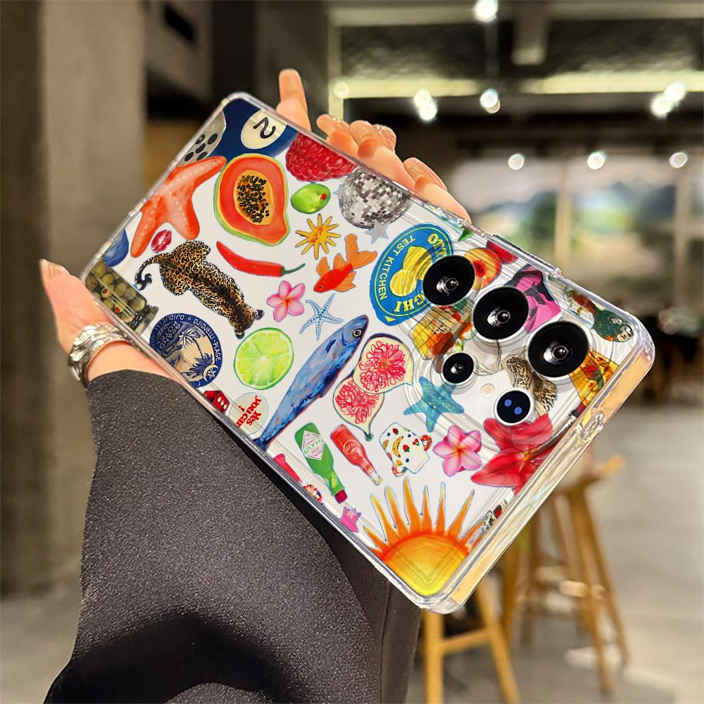 Verspieltes Frucht-Tier-Handyhülle für Samsung Galaxy A55 A54 A53 A35 A34 5G Note 20 S25 S24 S23 S22 S21 Ultra FE Plus Stoßfänger Funda