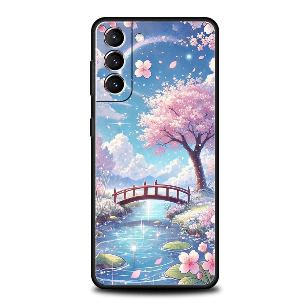 Korean Flower Phone Case for Samsung Galaxy S26 S25 S24 S23 S22 S20 S21 FE Ultra S25 Edge Plus 5G Soft TPU Cover Fundas Capa Bag