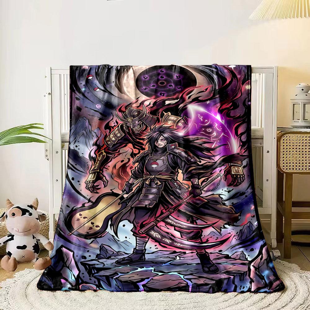 

Warrior with flowing armor stands with spectral samurai and glowing symbols. for all seasons blanket lunch break throw gift 80cm x 120cm