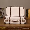 Retro European Wooden Handheld Storage Box Luxury Leather Suitcase Display Prop Box Family Storage Tools Wooden Case Leather