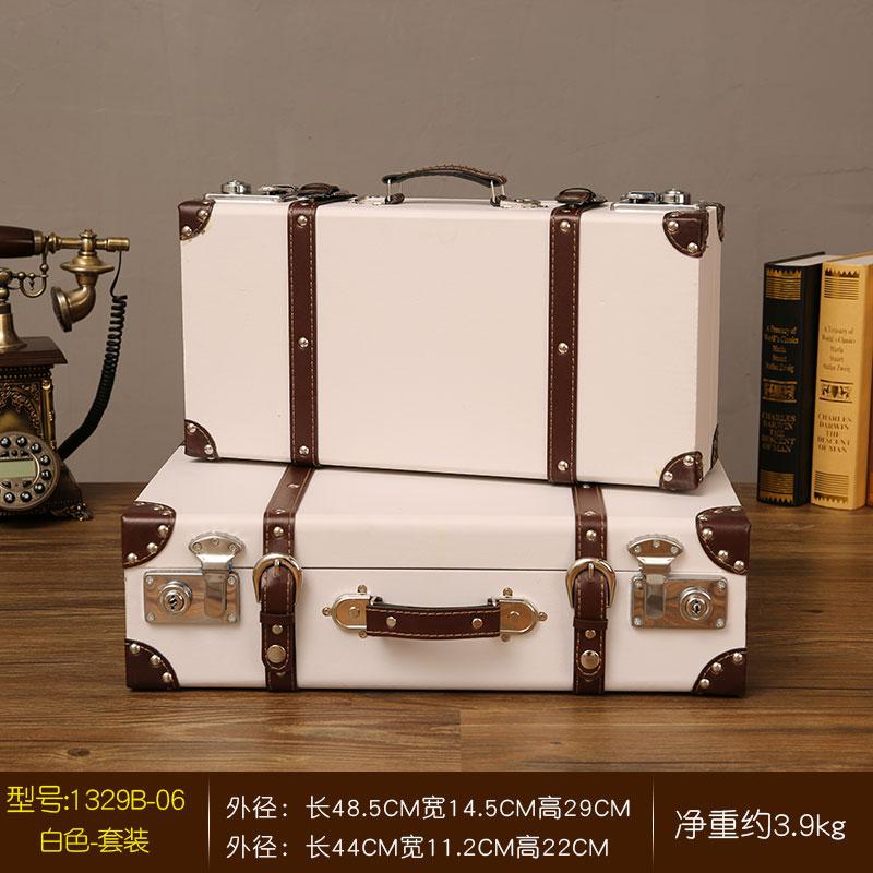 Retro European Wooden Handheld Storage Box Luxury Leather Suitcase Display Prop Box Family Storage Tools Wooden Case Leather