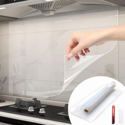 Tapeta kuchenna zapobiegająca plamom szerokość 90cm x długość przezroczysta statyczna odporna na ciepło olej ciepło zadrapania od kocich pazurów zapobiegająca przezroczysta ochronna