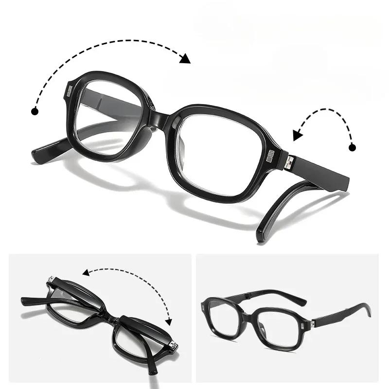 Unisex Folding Round Frame Reading Glasses Luxury Portable Diopter Prescription Eyewear Ultra Light Presbyopia Glasses To +4.0