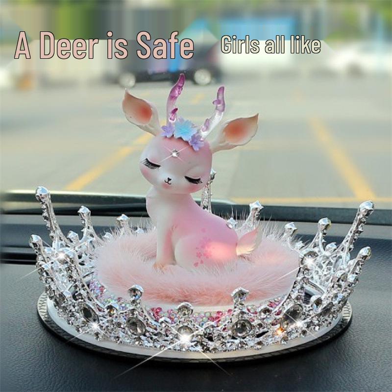 קישוטי רכב איילים עם יהלומים לקונסולה המרכזית של נשים