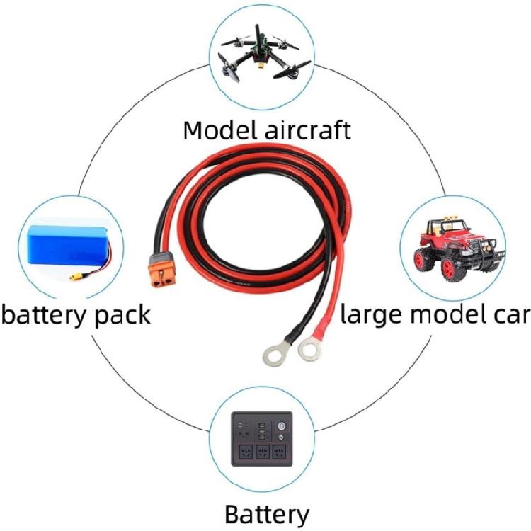 XT60IF Female Plug to O Type Terminal Converter Cable Wire Perfect for Solar Charging Features Fire Resistant Properties
