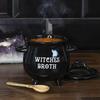 Witch Cauldron Witch soup pot ceramic bowl with soup spoon Halloween Ceramic Stew Crock black soup bowl For Family Gatherings