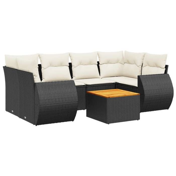VidaXL Garden Lounge Set with Cushions 7 Pcs, Patio Sofas, Patio Furniture Set, Outdoor Furniture, Black 3257232
