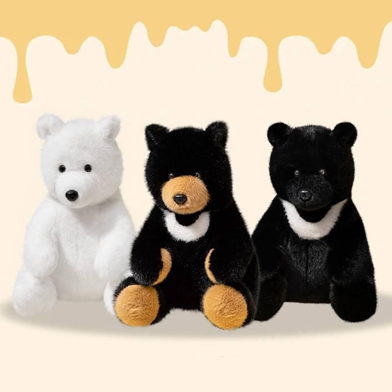 Adorable Plush Bear Doll Perfect For Kids Festival Gifts In Soft White Black And Brown Colors