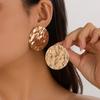 Jewelry Exaggerated Corrugated Pockmarked Round Stud Earrings, Simple Pleated Metal Earrings Earrings