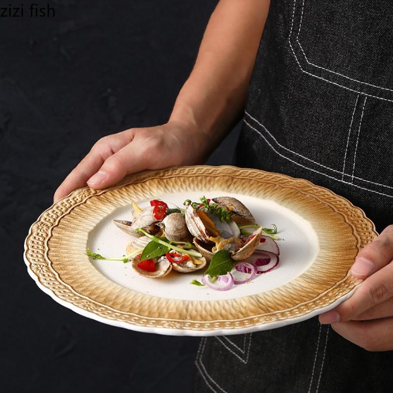 Lace Ceramic Dining Plate Serving Plates Pasta Dish Steak Plate Sushi Plates Sting Disc Dessert Bowl Fruit Dish Salad Bowl