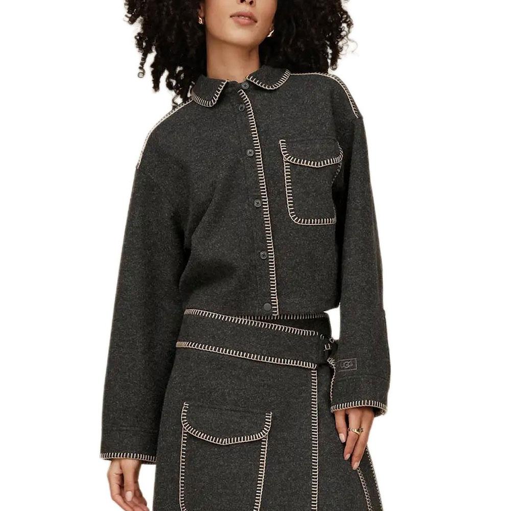 UGG Pocket Lapel Single-Breasted Long Sleeve Jacket Women jackets 1172213-BHTHR