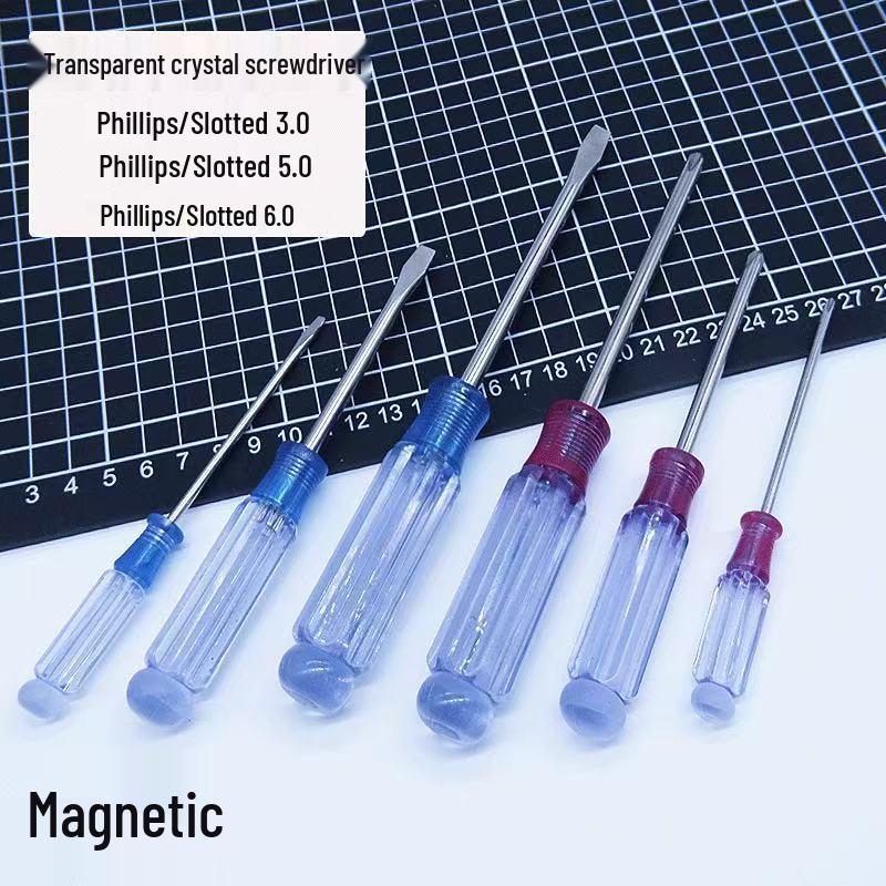 Transparent Handle Mini Crystal Screwdriver, Slotted & Phillips Head