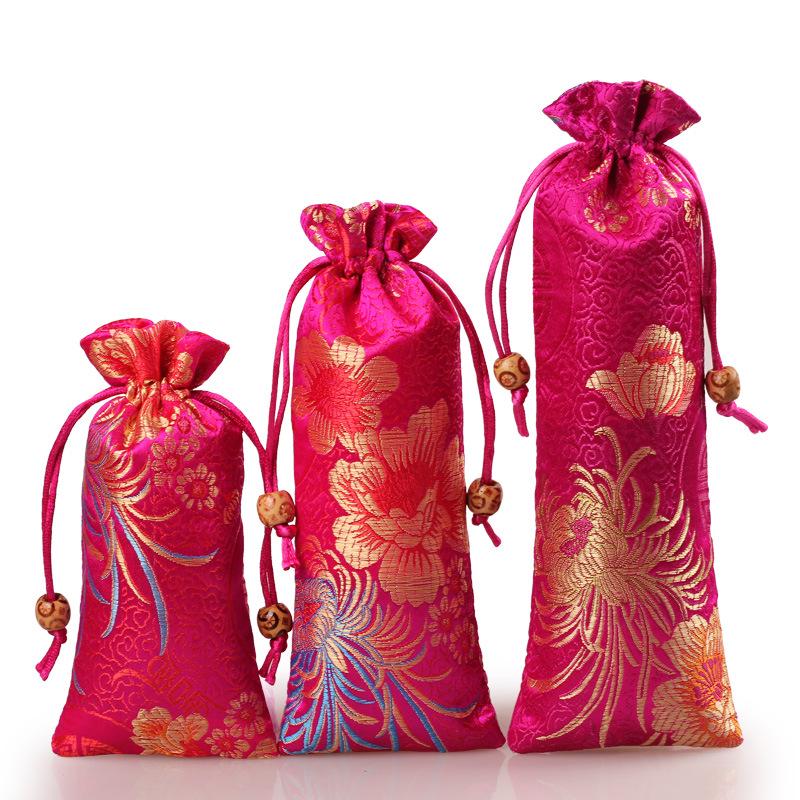 Drawstring Brocade Pouch for Jewelry and Gifts - Custom Necklace Storage Bag