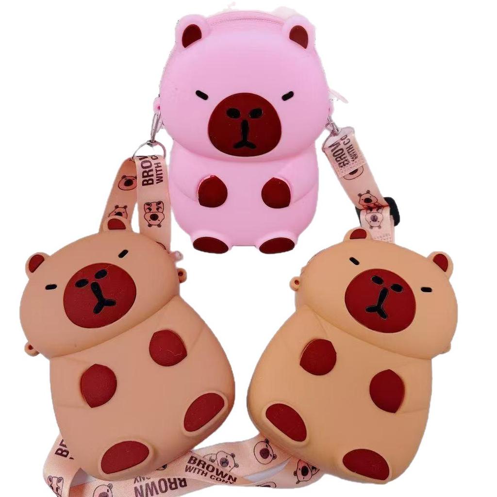 Creative Capybara Cartoon Silicone Coin Purse & Crossbody Bag for Kids