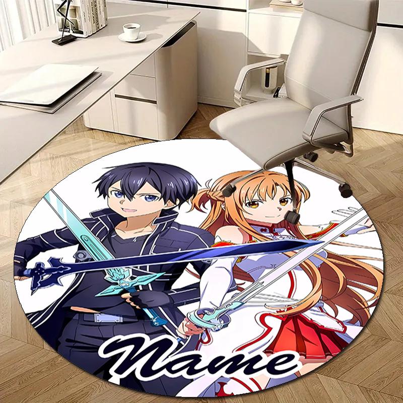 Personalized S-Sword Art Online Round Chair Office Rug - Perfect for Mat, Office Chair & More - Ideal Gift for Birthdays and Holidays