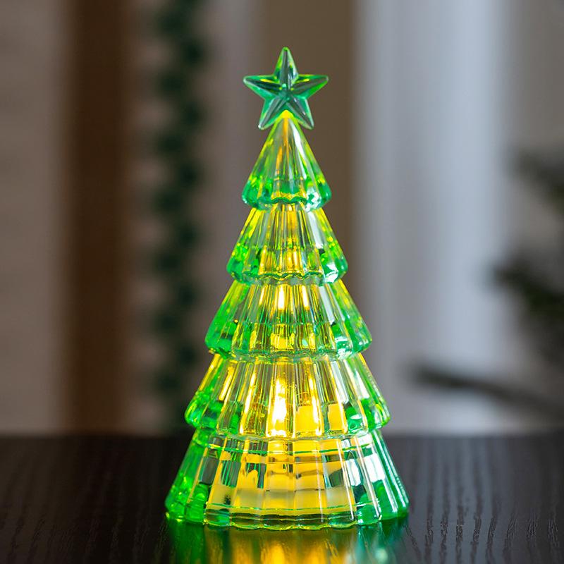 2pcs Christmas Decoration Ornaments Mini Luminous Crystal Christmas Tree High-end Desktop Ornaments Christmas Gift Lights