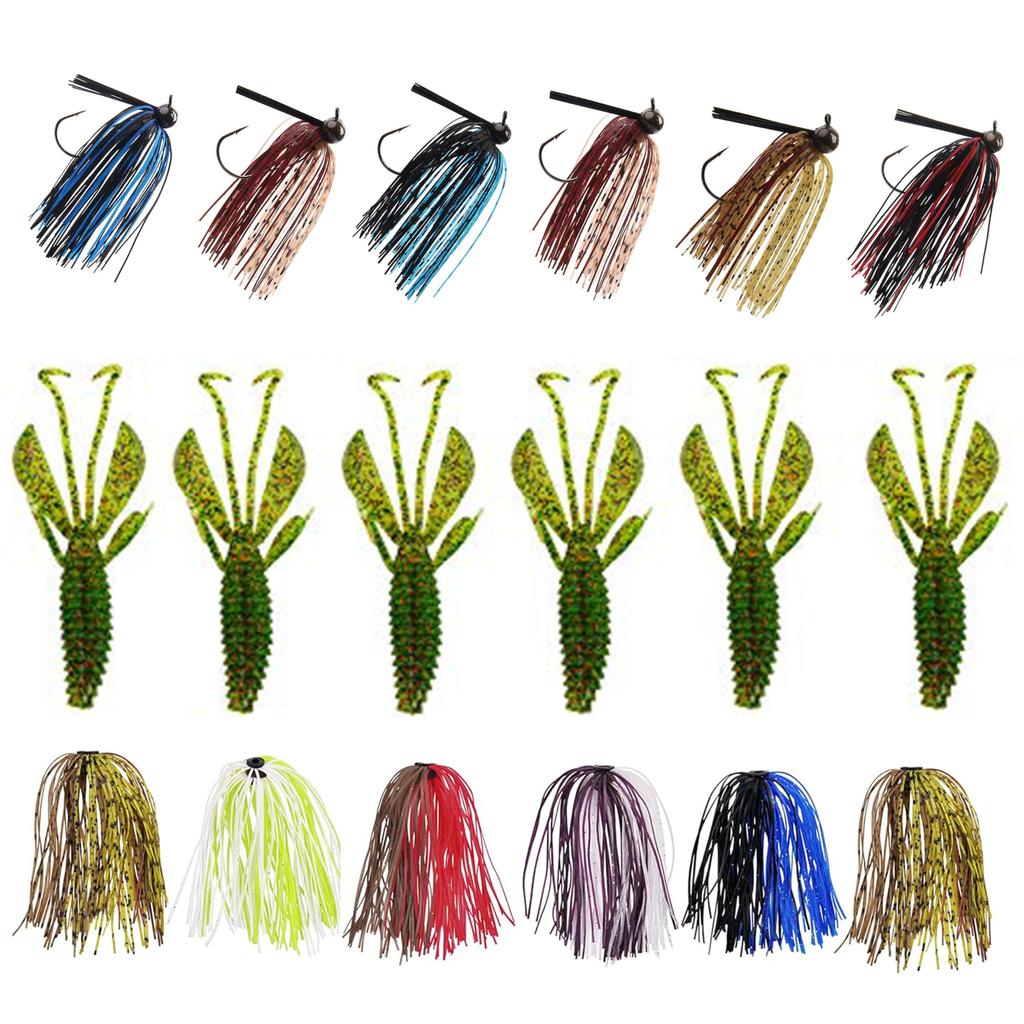 Rubber Football Bass Fishing Brush Silicone Rubber 5 6 Rubber 6 6 Total 18 Pieces Jigs, Jigs, Lures, 1/4oz, 3/8oz, Guard, Skirt, Colors, Jigs, Worms,