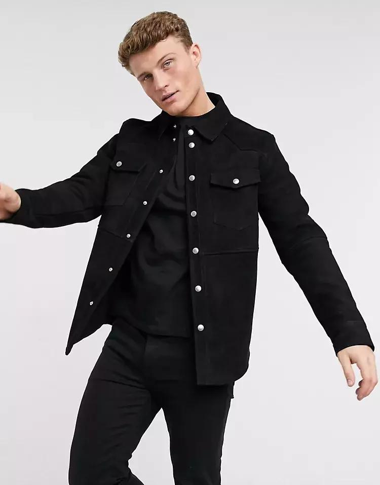 

AL KHALID Real Soft Black Motorcycle Новая мужская черная замшевая кожаная рубашка 3XL чёрный