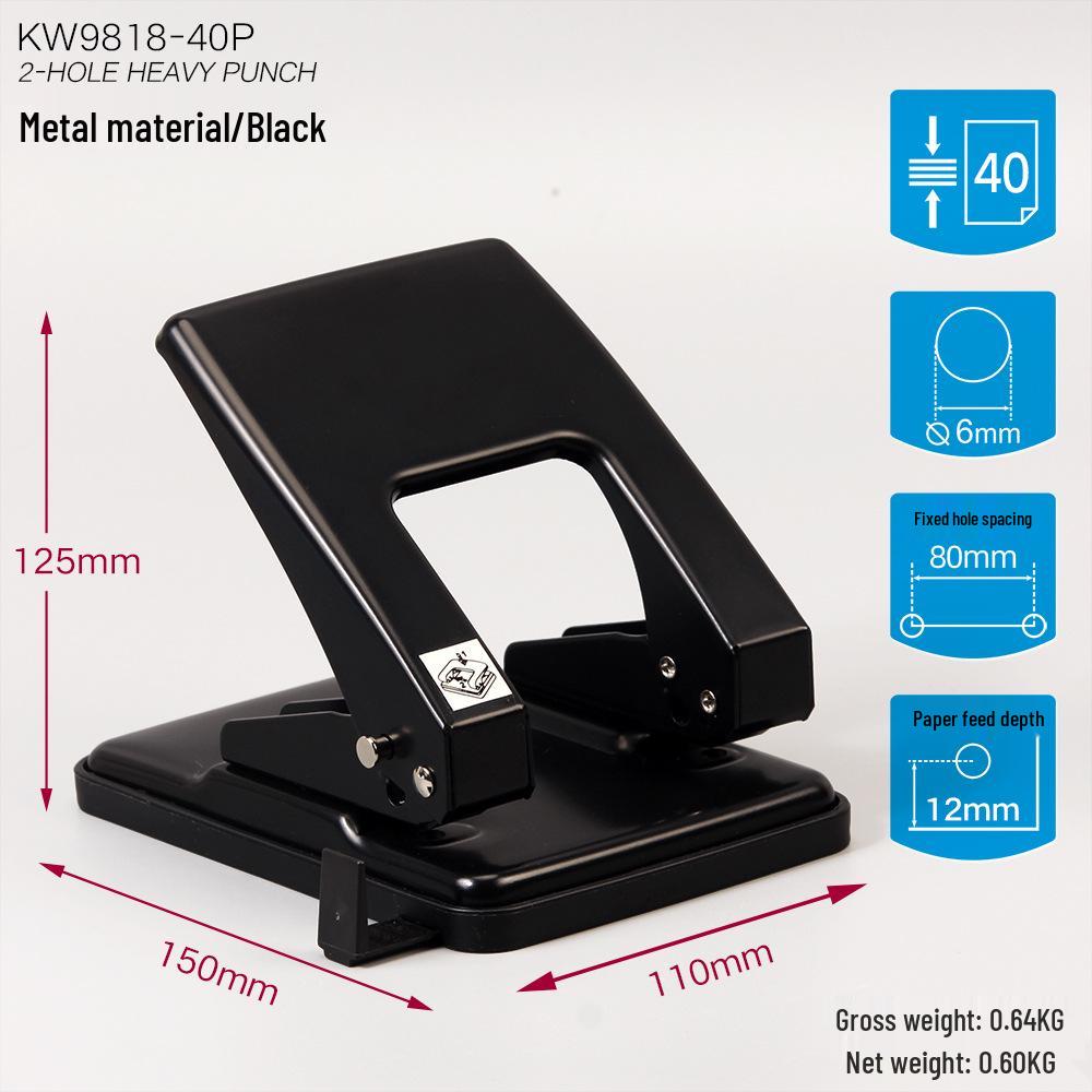 Kede You Heavy-Duty Double Hole Punch - 65 Sheet Capacity, A4 Four-Hole, 40 Sheet Binder Cutter Head