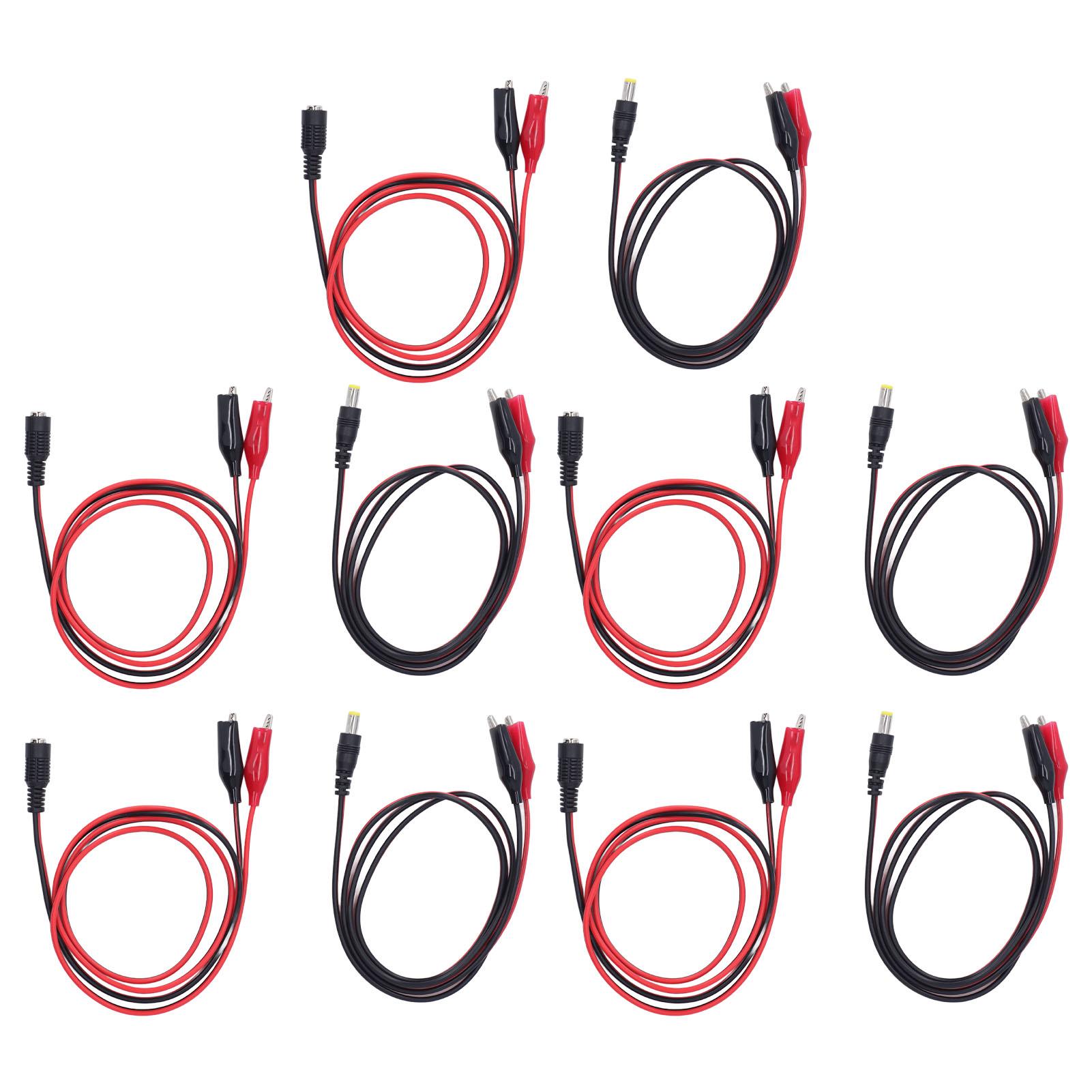 

5 Sets Alligator Clip to DC Adapter Cable Stable Dual Alligator Clip to DC Male Female Connection
