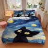 3pcs Black Cat Night Sky Bedding Set, Breathable And Soft, Suitable for All Seasons Machine Washable, Suitable for Bedroom Decoration,yy250822116