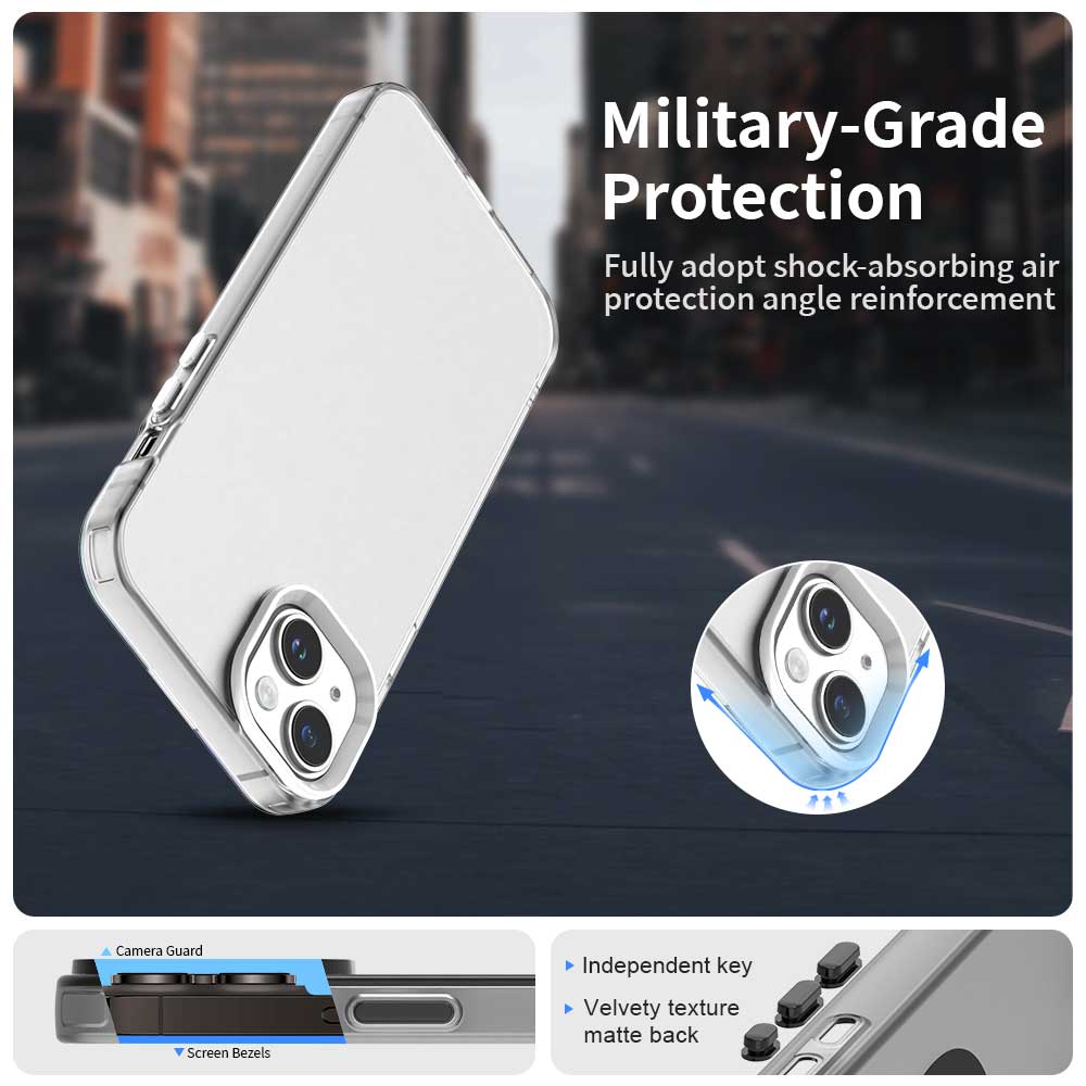 

For iPhone 15 Plus/14 Plus Case PC+TPU+PET Matte Anti-Drop Phone Back Cover Red