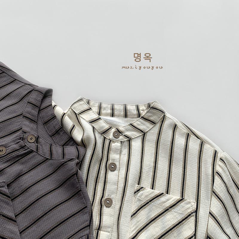 Trendy Kids' Summer Striped Shirt - Unisex Japanese Korean Style Short Sleeve Top