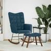 Rocking Chair with Footstool Blue Velvet