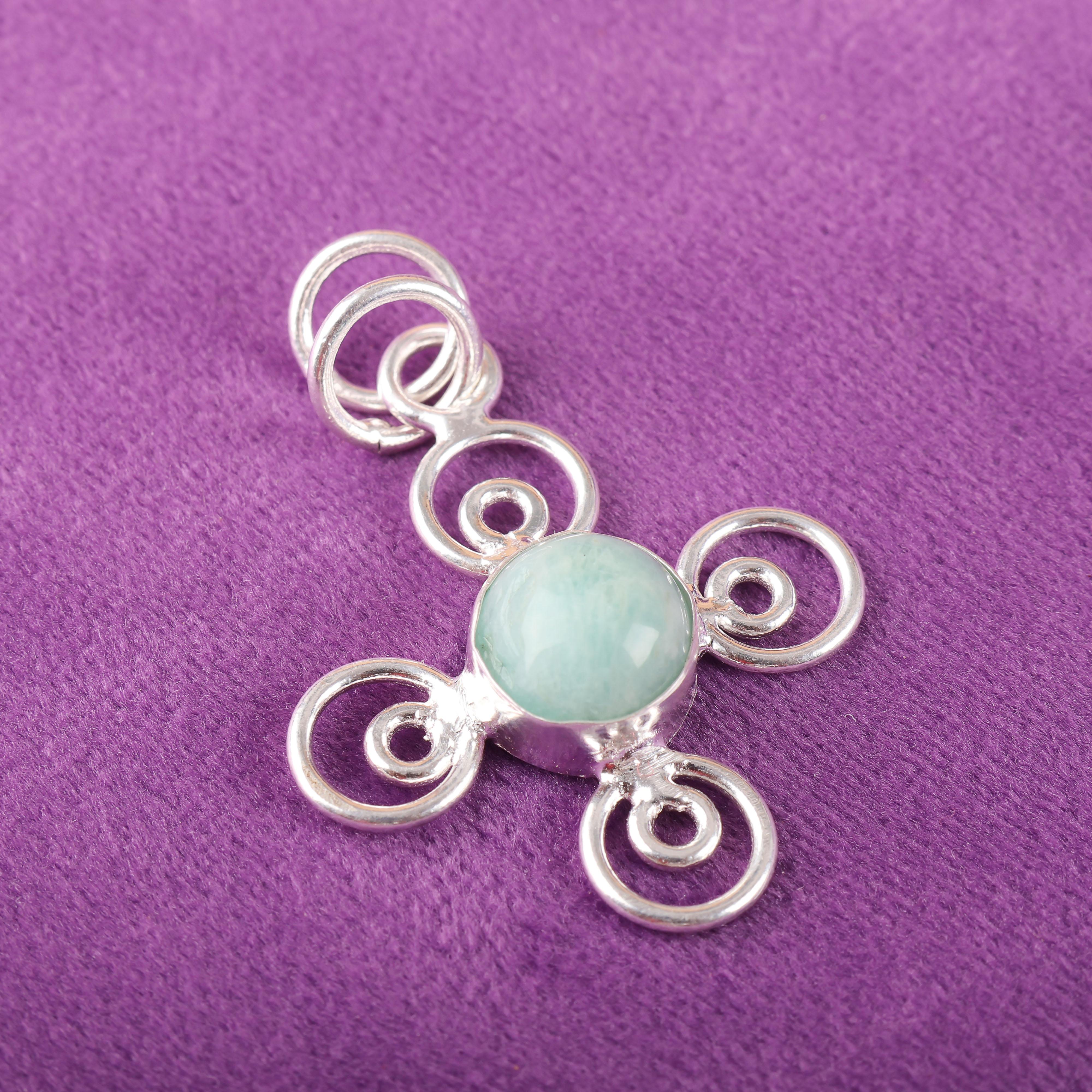 

Украшения из амазонита, Подвеска в стиле бохо ручной работы, Привлекательная серебряная подвеска, Украшения из амазонита из стерлингового серебра 935 пробы, Подарок для сестры 1.57 Inches синий