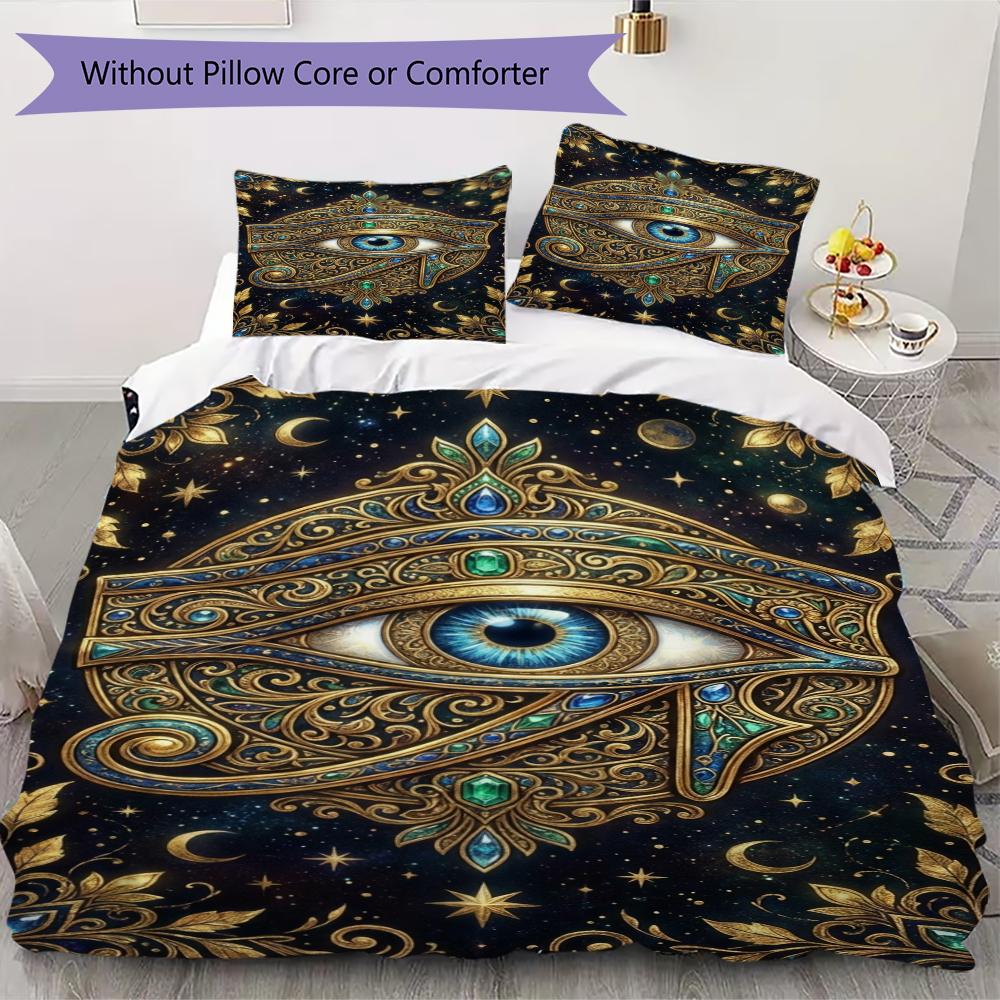 The Eye of Horus Pattern Bedding Uilt Set Uilt Cover Pillowcase Home Decoration Birthday Gift (1 * Duvet Cover + 2 * Pillowcase Without Core)109