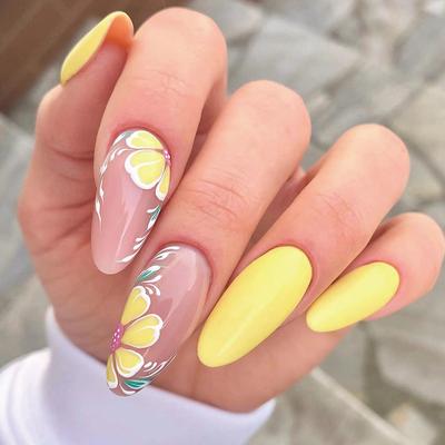 Wear Manicure, Wear Nail Piece, Yellow Flower Nail Piece, Wear Nail Piece of Nail Nail Wear Nail