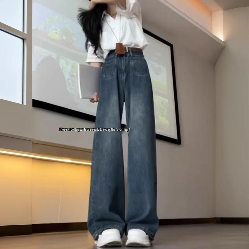 

Women s Plus Size Fleece-Lined High Waist Straight Leg Jeans - 2024 Autumn/Winter Slimming Wide Leg Style M