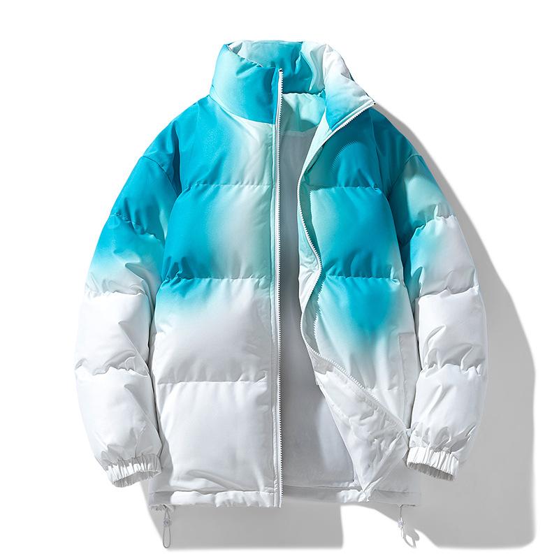 

Зимнее пальто с хлопковой подкладкой. Постепенная смена. Зимняя утолщенная куртка с хлопковой подкладкой. Зимняя одежда с воротником-стойкой. Мужская одежда с хлопковой подкладкой. XXL синий