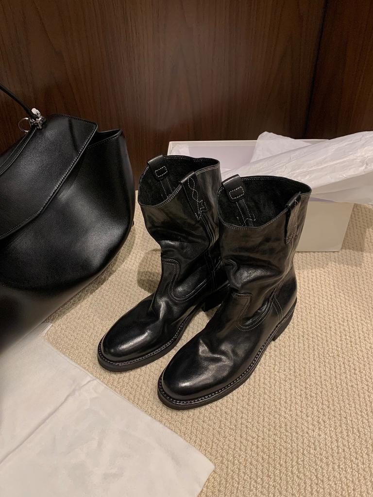 Single Boots, Women's Boots, Thick-heeled Mid-calf Boots, Short Boots, Women's Shoes