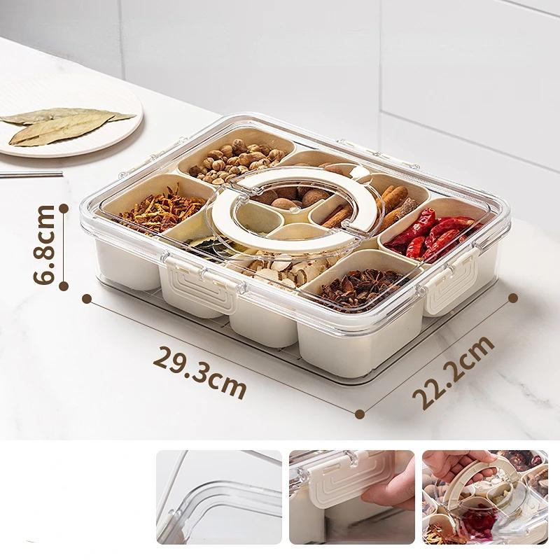 PET Kitchen Storage Basket with Handle Fridge Refrigerator Food Preservation Box Drain Design Interval Storage Container