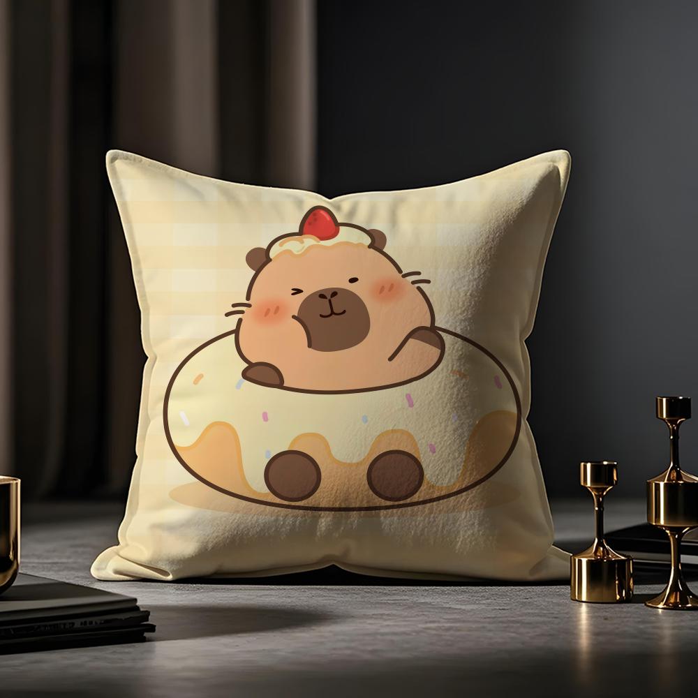 Guinea Pig Cake Cushion Cover Anti-dustmite Pillowcase Invisible Zipper Silky Short Plush Sofa Cushion Cover