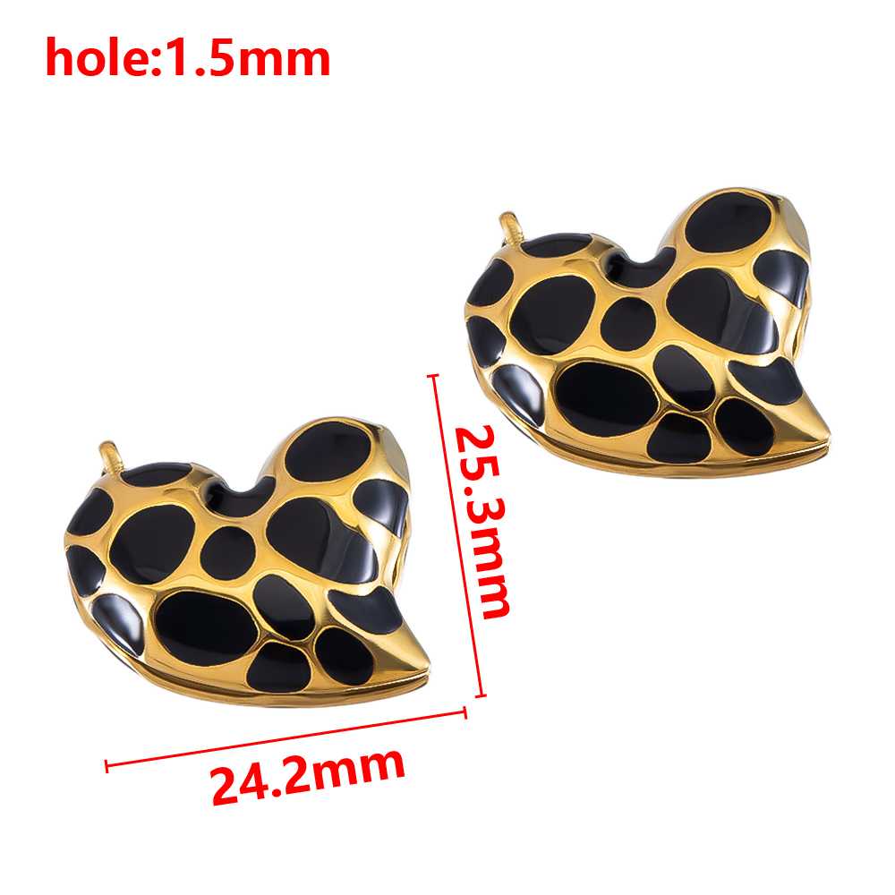 2pcs Punk Black Enamel Stainless Steel Pendant Necklace Charms Base Gold Plated Earrings Material DIY Bracelets Jewelry Findings